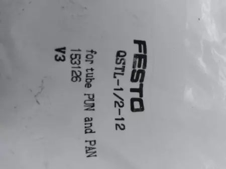 NEW Festo QSTL-1/2-12 Push-In T Fitting 1/2 NPT Male to Two 12mm O.D. Tube 