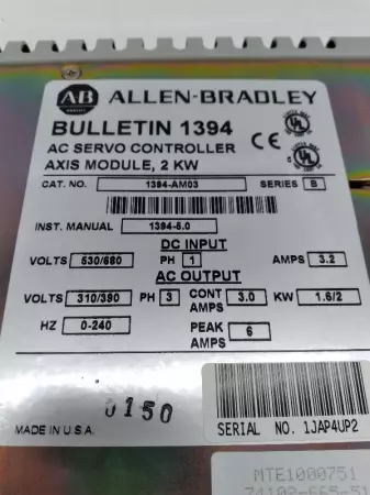 Allen-Bradley 1394-AM03 SER.B AC Servo Controller 2Kw 