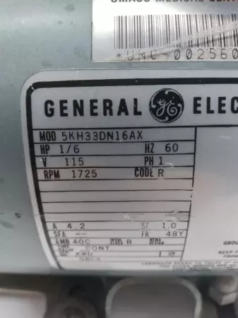 General Electric 5KH33DN16AX AC Motor, 1/6HP with Pump 