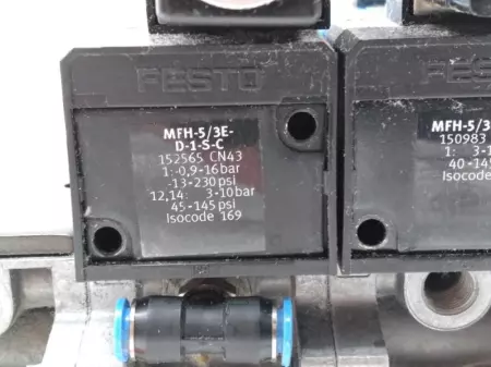 Festo VDMA-24-345-D-1 3-Valve/Base Assembly, MFH-5/3E-D-1-S-C Valves 