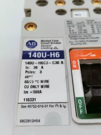   140U-H6C3-C30 B B Circuit Breaker 240V 30Amp 3-Pole 