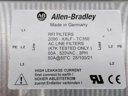  ALLEN BRADLEY 2090-XXLF-TC350 SER. A AC LINE FILTER  RFI198785-Q01 *TESTED* 