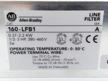  ALLEN BRADLEY 160-LFB1 LINE FILTER  SERIES A TESTED 