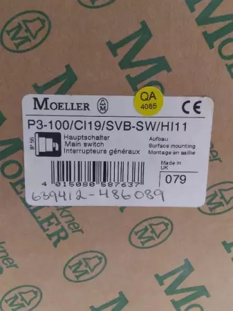 Moeller P3-100/CI19/SVB-SW/HI11 MAIN SWITCH 