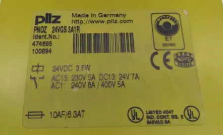  Pilz 474695 PNOZ Safety Relay 24VDC 3S I.D. 474695 