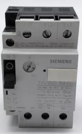  Siemens 3VU1300-1MH00 Motor Starter/Protector 3-Pole, 1.6-2.4Amp Range 