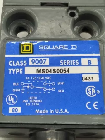  SQUARE D MS04S0054, SERIES B LIMIT SWITCH TESTED/EXCELLENT 