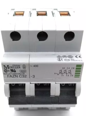  Moeller Electric FAZN-C32-3 32 Amp - 5KA - 277/480V Circuit Breaker 