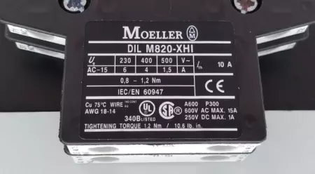 Moeller DIL M185 Contactor 600V 225A w/Coperture 