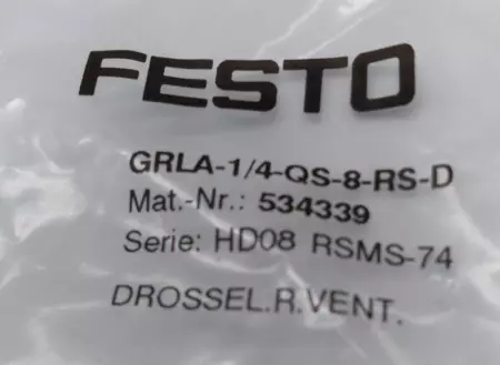 NEW Festo GRLA-1/4-QS-8-RS-D One-Way Flow Control Valve 