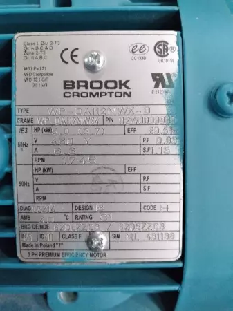 Brook Crompton WP-DA112MWX-D AC Motor 5.0HP 