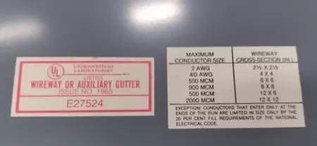  UL Underwriters E27524 Wireway Gutter 35.5