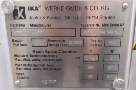 IKA-Werke MP25-ATEX Master Plant Disperser 