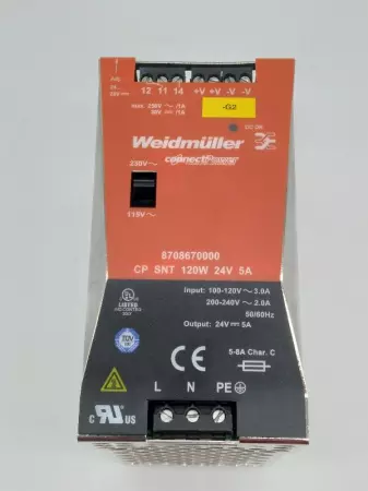 Weidmüller 8708670000 connectPower Supply, 115-230VAC  24VDC 120W 5A 