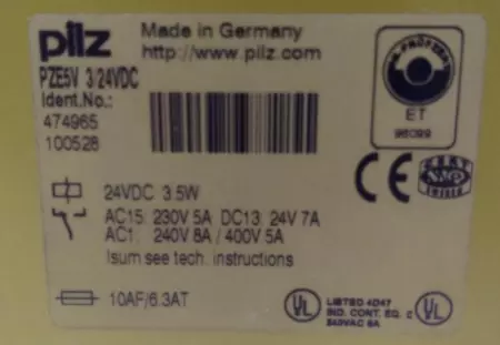  Pilz 474965 PZE5V Safety Relay 3-24VDC 3.5W 