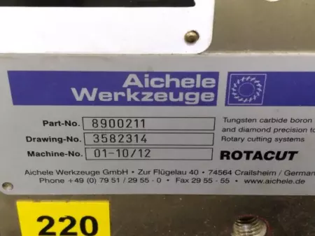 Aichele Werkzeuge 8900211 Rotacut Front Ear Die Cutter Sized 