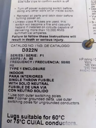 Square D D322N Safety Switch 