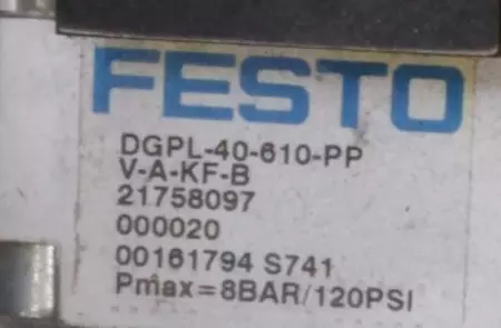 Festo DGPL-40-610-PPV-A-KF-B Linear Actuator, 40mm Bore 610mm Stroke 