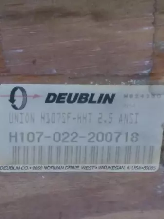 Deublin H107SF-HHT 2.5 Rotary Union H107-022-200718 W/Gasket 