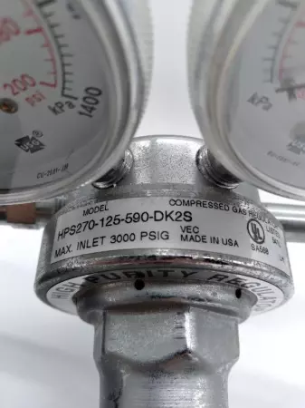 Shimadzu HPS270-125-590-DK2S Compressed Gas Regulator W/Gauges 