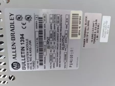 Allen-Bradley 1394-SJT10-T-RL SER.A Servo Controller, 10kW 