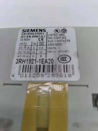  Siemens 3RH1921-1EA20 Auxiliary Contact Block 