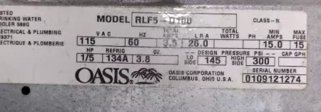 Oasis Corp. RLF5-D100 Drinking Water Cooler 