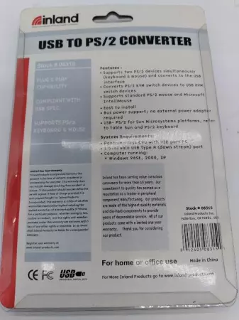 NEW Inland 08315 USB to PS/2 Converter Cable 