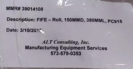 Fife M133783 Slide Roll Assembly, 150mm D 380mm L, M180319 