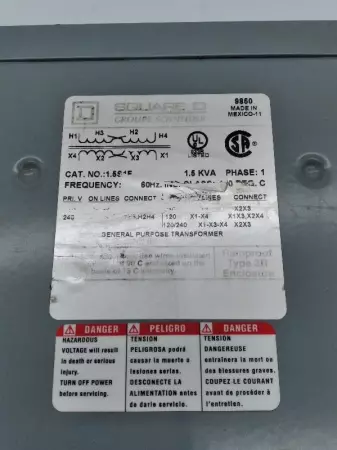  Square D 1.5S1F General Purpose Transformer 1.5KVa 