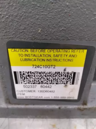 Boston Gear 724C106T2 Gear Reducer 1:10 Ratio 