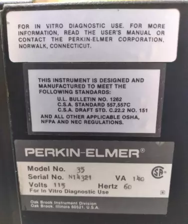 Perkin-Elmer MODEL 35 JUNIOR Spectrophotometer 