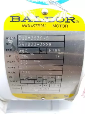 Baldor CWDM3538-5 AC Motor, 0.5HP Frame 56C 