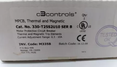 C3 Controls 330-T2552U10 3-Pole Circuit Breaker, 690V 130Amp 