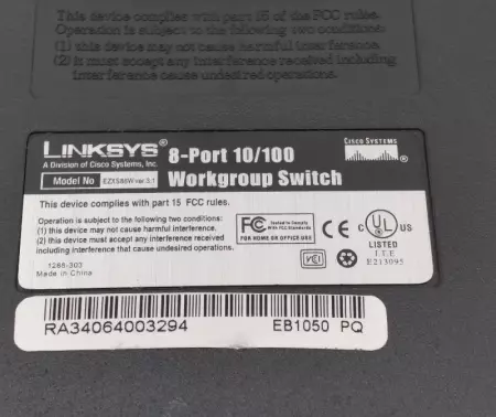  Linksys EZXS88W 8-Port 10/100 Workgroup Ethernet Switch 