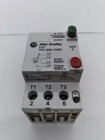  Allen-Bradley 140-MN-0160 SER.C Manual Motor Starter W/ 140-A01 TESTED 