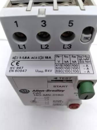  Allen-Bradley 140-MN-0160 SER.C Manual Motor Starter W/ 140-A01 TESTED 