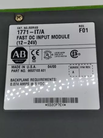 Allen-Bradley 1771-IT/A Fast DC Input Module tested 