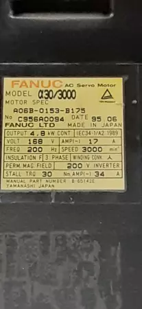 Fanuc A06B-0153-B175 AC Servo Motor, 4.8kW 