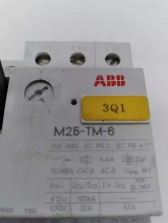  ABB M25-TM-6 Motor Circuit Breaker 4-6Amp 600V 3-Pole 