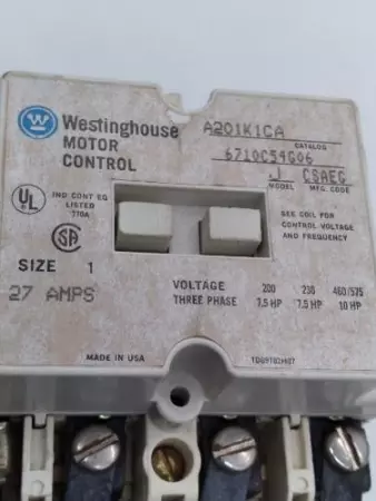 Westinghouse A201K1CA Contactor/ Motor Control 110-120V Coil 27Amp 