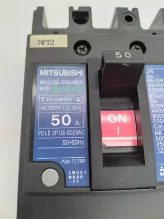 Mitsubishi Electric NF50-CP No-Fuse Circuit Breaker 600VAC 50Amp 3-Pole 
