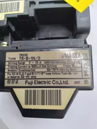  Fuji Electric SC-5-1 Contactor W/TR-5-1N/3 Thermal Overload Relay 