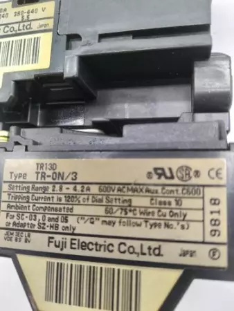  Fuji Electric SC-05 Contactor W/TR-ON/3 Thermal Overload Relay 