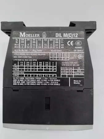  Moeller DIL M 12-01 Contactor 250VDC Coil 20Amp TESTED 
