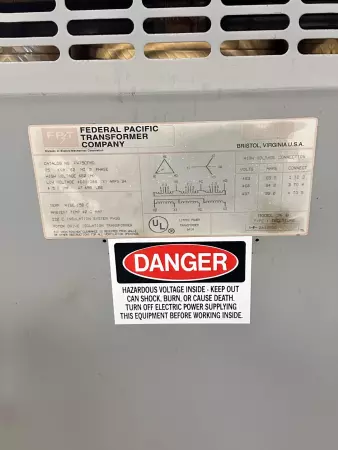 Federal Pacific FH75CFMD Transformer 75kVA 