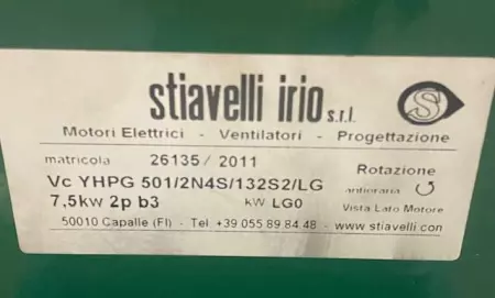 Stiavelli Irio VC YHPG 501/2N4S/132S2/LG Blower W/AC Induction Motor 9kW 