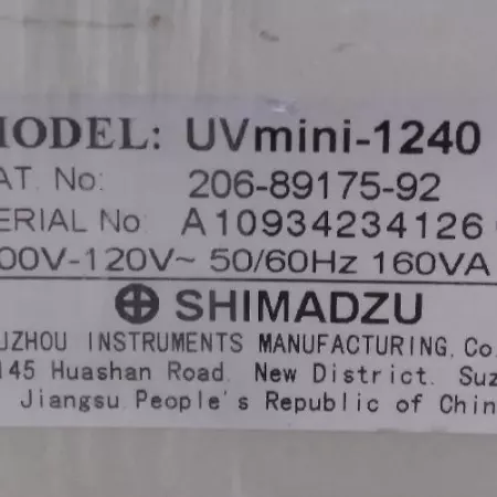 Shimadzu 206-89175-92 Mini 1240 UV-VIS Spectrophotometer 