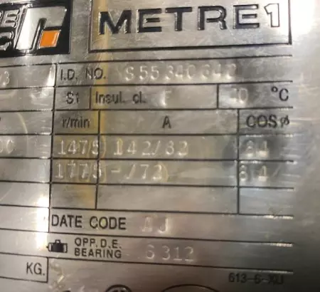 Reliance Electric M22G7473 Metre1 AC Motor 45kW/60HP 