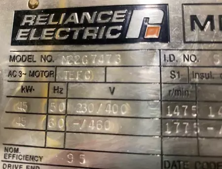 Reliance Electric M22G7473 Metre1 AC Motor 45kW/60HP 